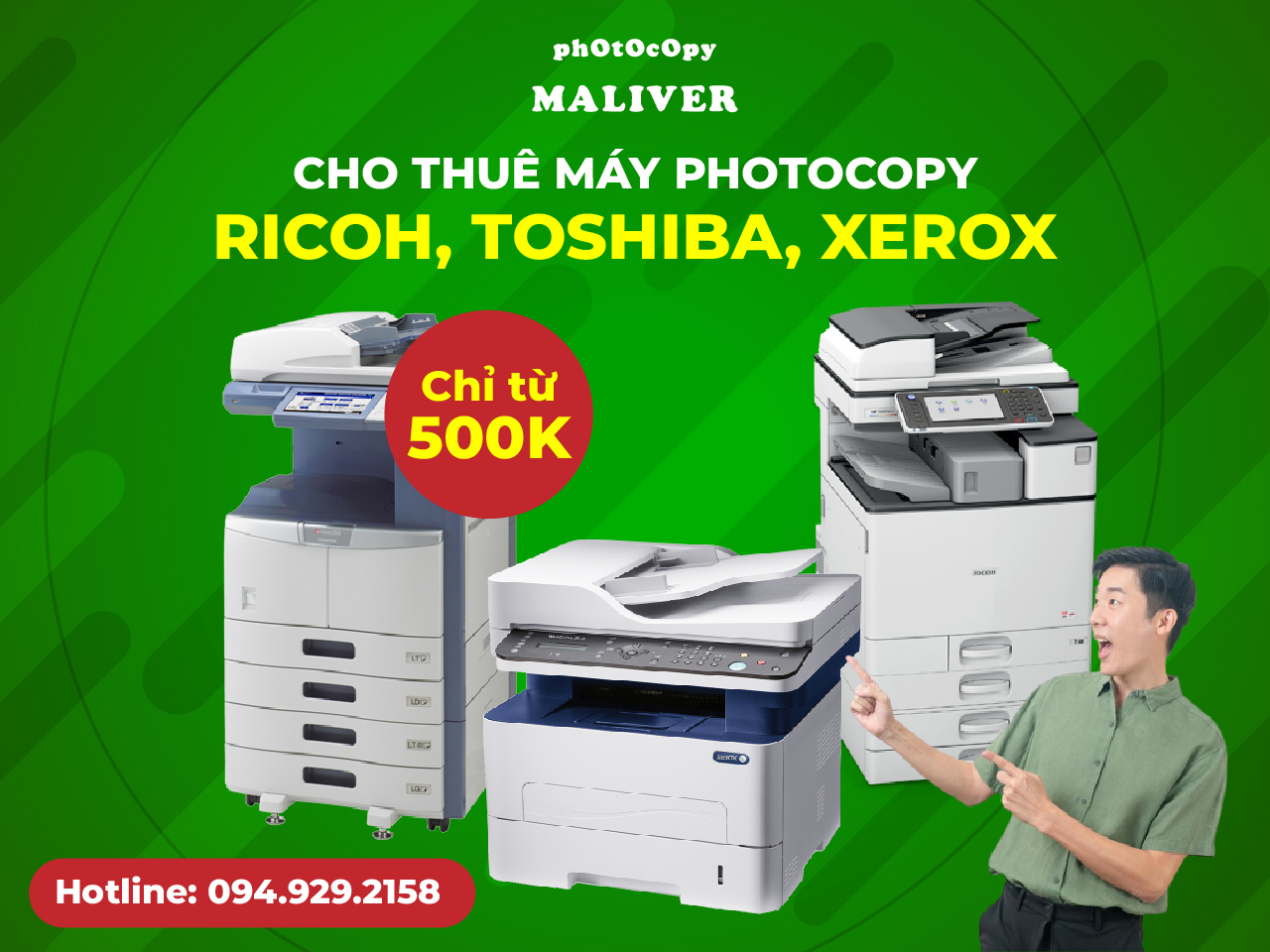 Cho thuê máy photocopy Ricoh, Toshiba, Xerox chỉ từ 500K